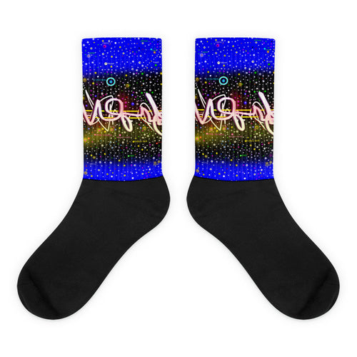 Space Funk Abstract Black foot socks